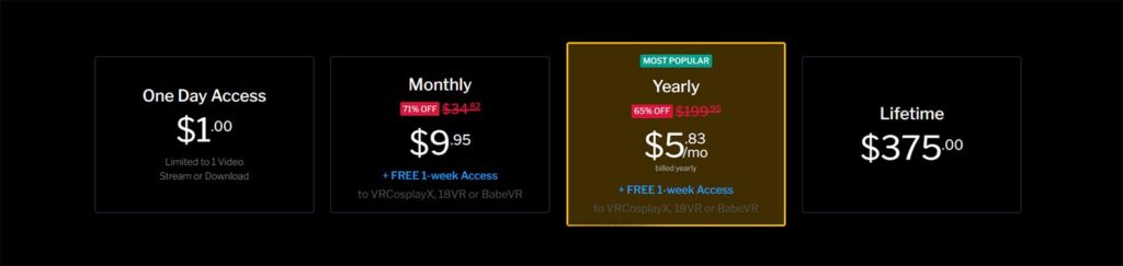 real vr subscription prices